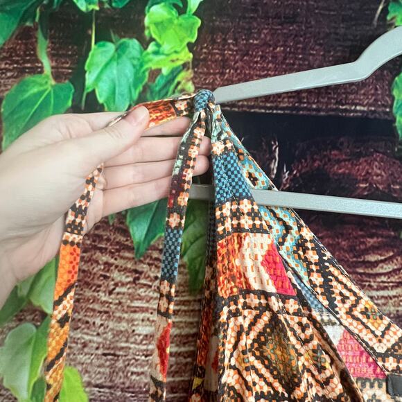 Haute Hippie Tribal Aztec Wide Leg Linen Blend Jumpsuit Medium Boho Sleeveless - Picture 5 of 8